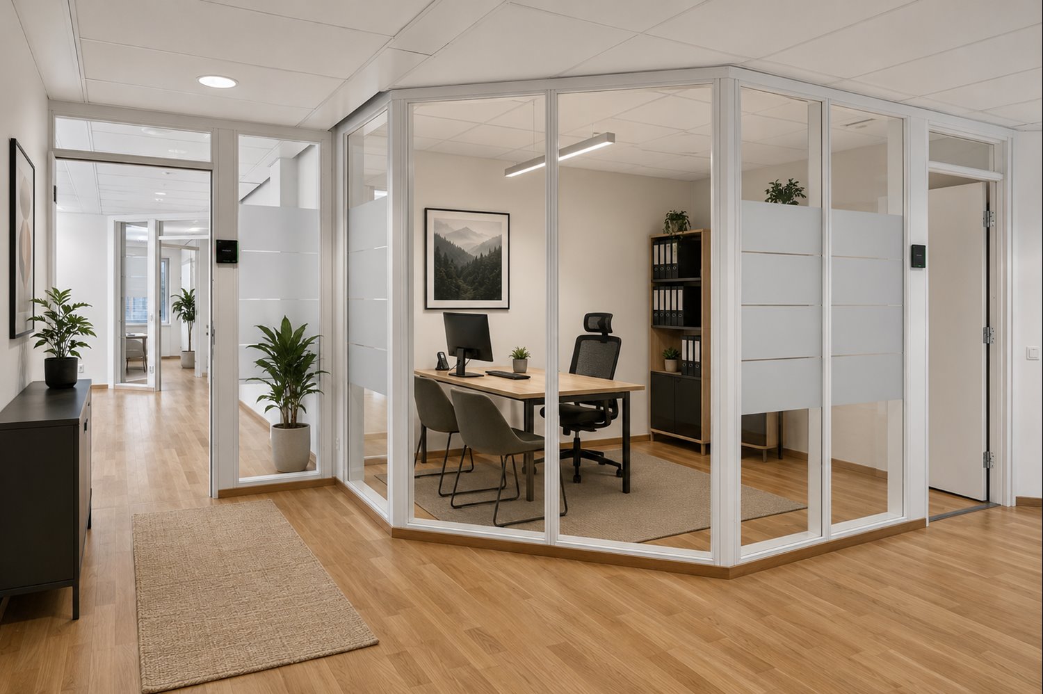 kontor med glasväggar