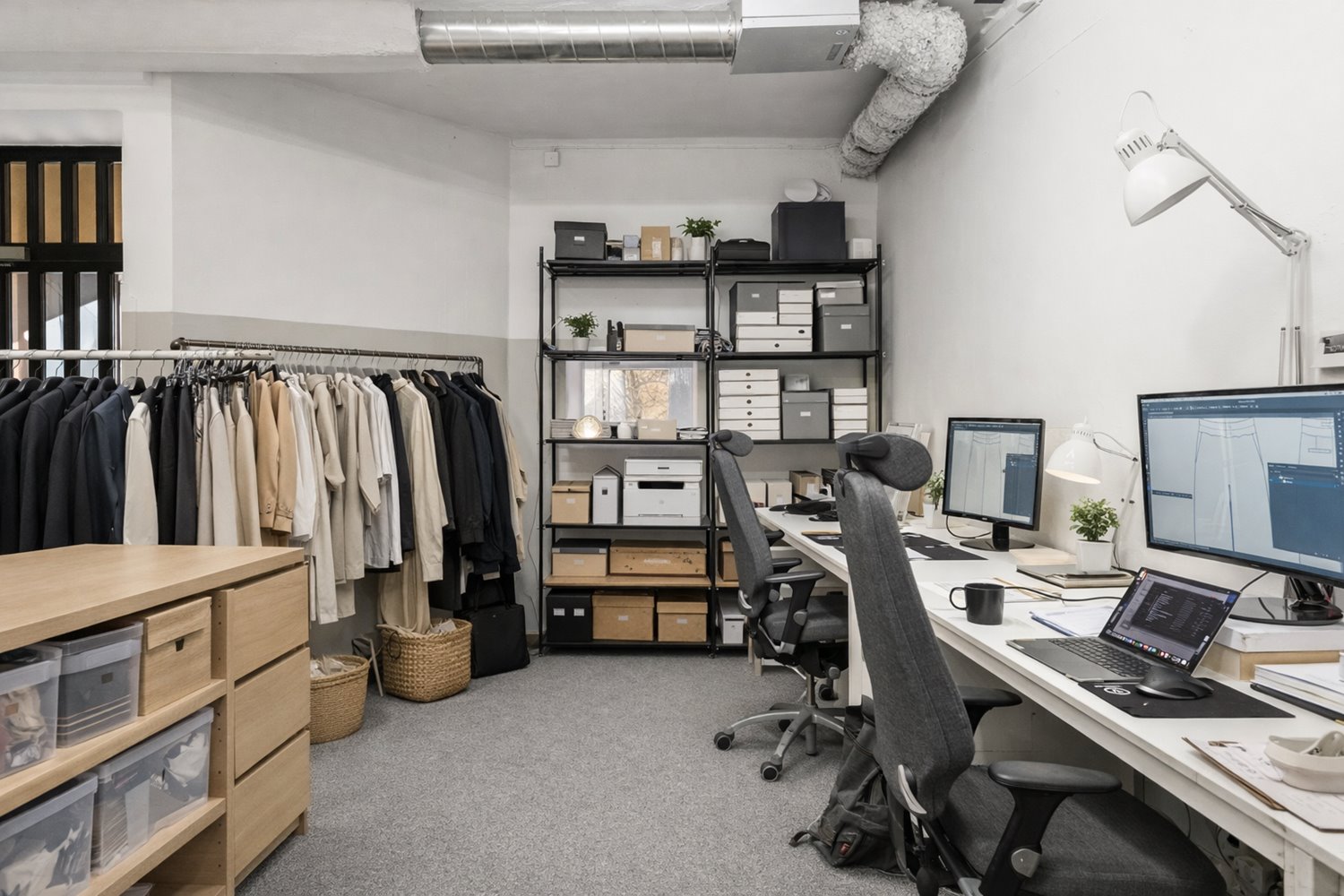 Modern studio- och arbetsmiljö med plats för exempelvis produktion och design