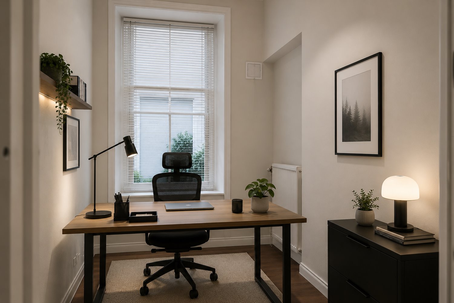 Kontor med neutral belysning
